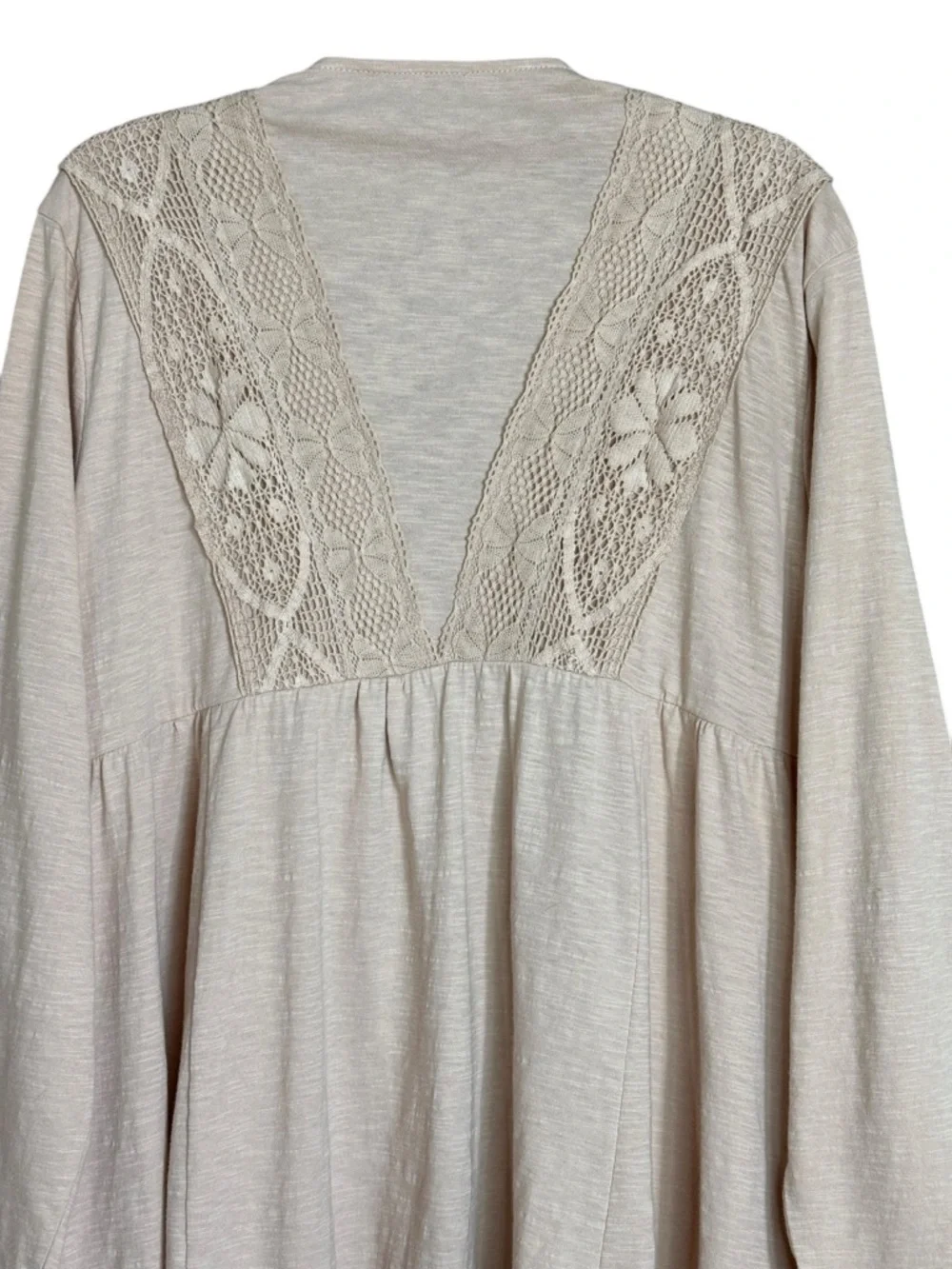 April Cornell Dusty Rose Crochet Lace Trim Open Front Cardigan XL Boho - Picture 6 of 13